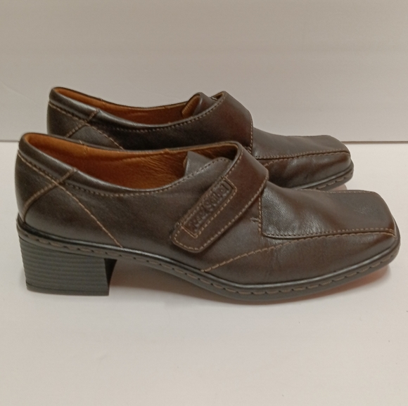 JOSEF SEIBEL Leather Monk Strap w/ Hook & Loop Square Toe Chunky Heel - Picture 6 of 13